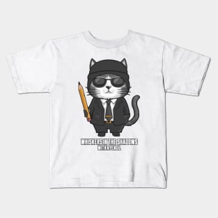 Cat In A Suit Holding a pencil Funny Gifts Kids T-Shirt